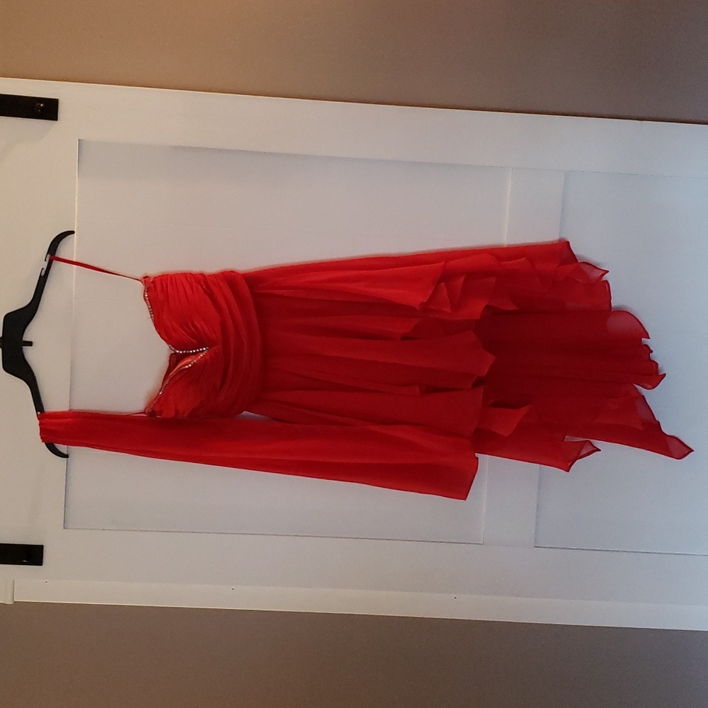 Red Strapless High Low Formal Dress